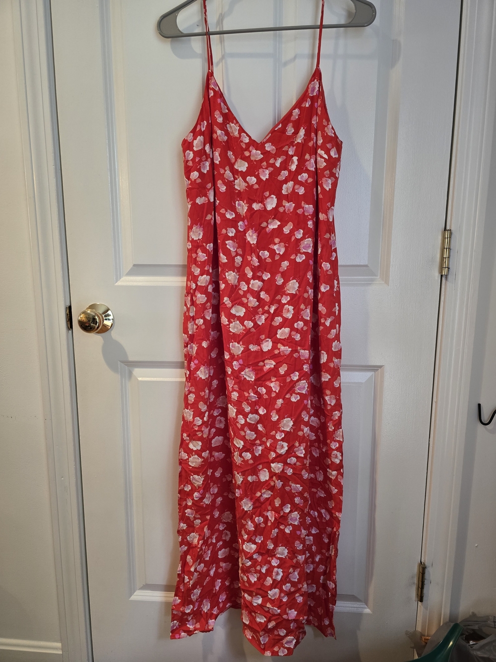 Forever 21 Coral Red Floral Slip Dress